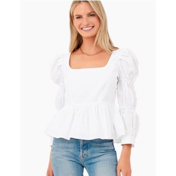 Tuckernuck Hyacinth House Tops - Tuckernuck Hyacinth House Women’s L Clemons Blouse White Boho Cottagecore Flirty